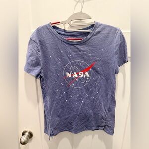 NASA Graphic T-Shirt Blue Star Logo Tee Women’s Medium Junior Fit